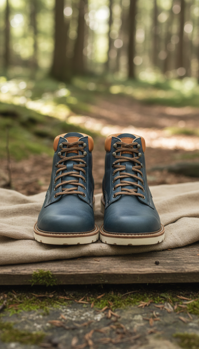 Leather Trail Boots in Dusk Blue