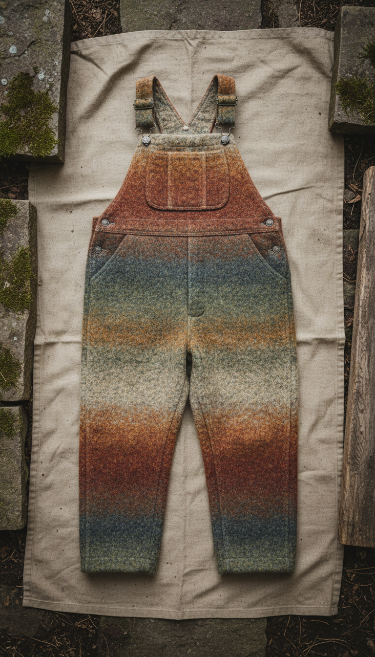 Wool Overalls in Pine Needle Green